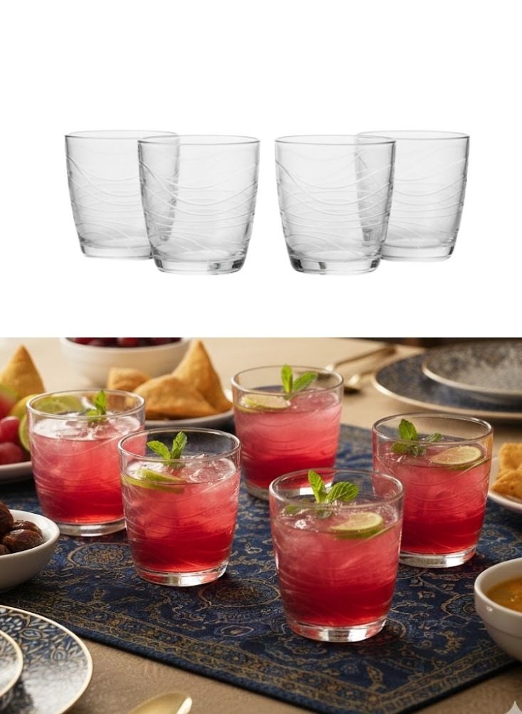 Short Glass Tumbler Set – 4 Glasses Clear Juice & Drink Glasses